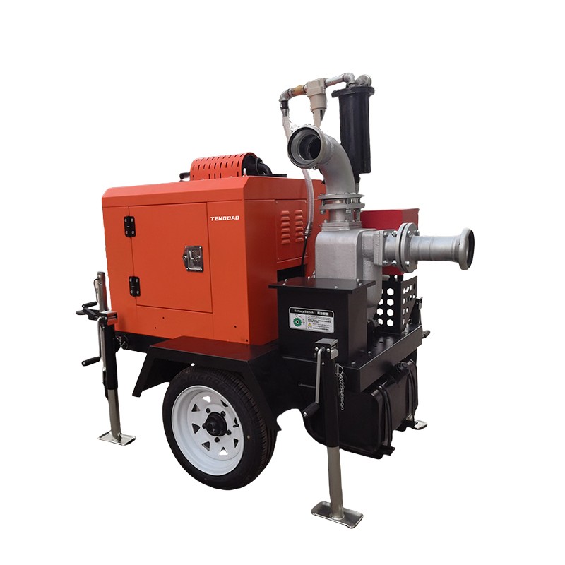 4″trailer type diesel engine strong self-priming sewage pump ﻿