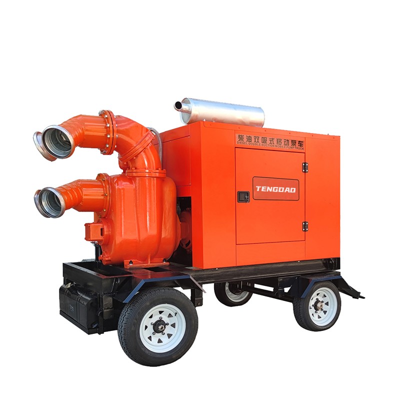 12″trailer type diesel engine strong self-priming sewage pump ﻿